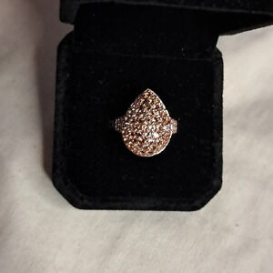 Natural Jenipapo Andalusite & Natural White Zircon Accented Cluster Style Ring